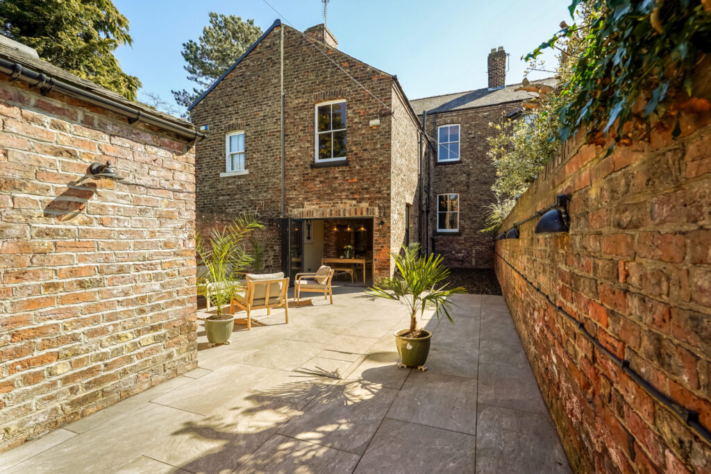 brick house and patio