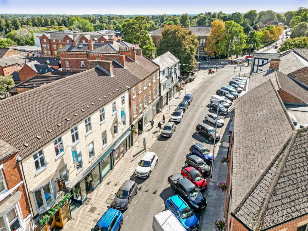 aerial view of town street